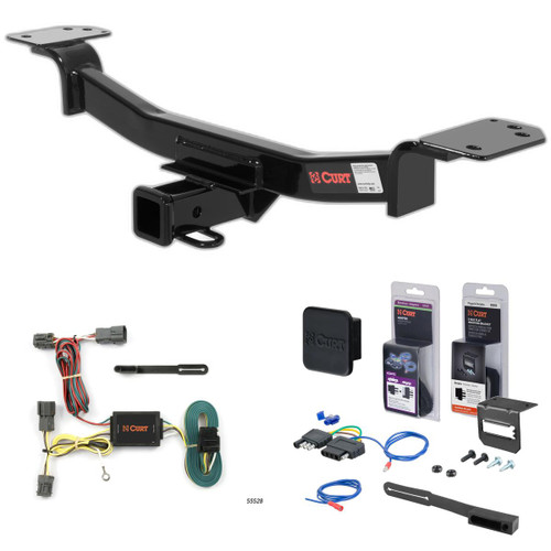 05 - 09 Hyundai Tucson Curt 2" Class 3 Trailer Tow Hitch + 5-Flat Wiring Kit Tow Boat/Utility Trailer with Surge Brakes 13526