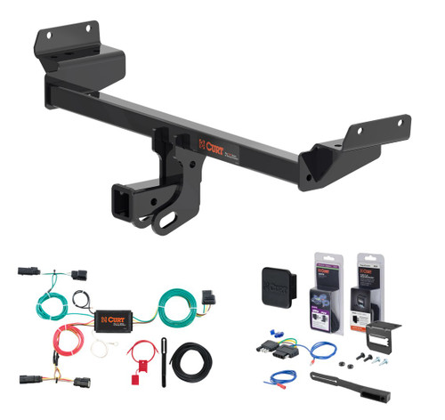 2015 - 2018 Ford Edge Curt 2" Class 3 Trailer Tow Hitch + 5-Flat Wiring Kit Tow Boat/Utility Trailer with Surge Brakes 13452