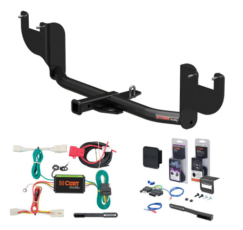 2017 - 2018 Hyundai Elantra Sedan (Excluding Limited), with factory recovery loop Curt 1-1/4" Class 1 Trailer Tow Hitch + 5-Flat Wiring Kit Tow Boat/Utility Trailer with Surge Brakes 11424
