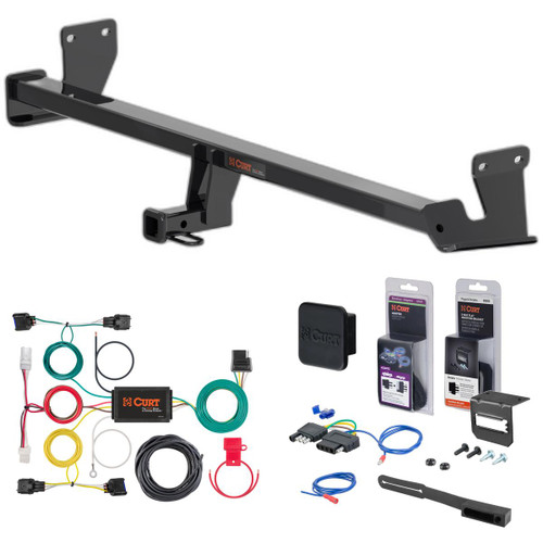 18 - 22 Hyundai Kona Excluding electric Curt 1-1/4" Class 1 Trailer Tow Hitch + 5-Flat Wiring Kit Tow Boat/Utility Trailer with Surge Brakes 11529