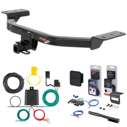 13 - 18 Ford C-Max Curt 1-1/4" Class 2 Trailer Tow Hitch + 5-Flat Wiring Kit Tow Boat/Utility Trailer with Surge Brakes 12092