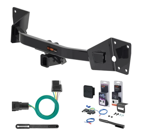 2020 - 2025 Cadillac XT6 Curt 2" Class 3 Trailer Tow Hitch + 5-Flat Wiring Kit Tow Boat/Utility Trailer with Surge Brakes 13482