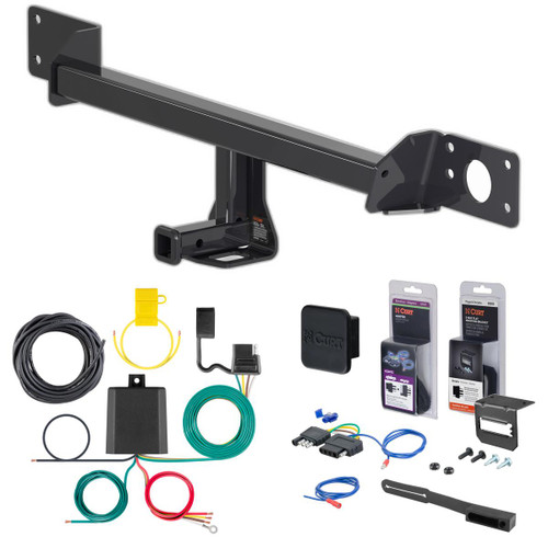 15 - 20 Mercedes-Benz C300 Sedan Curt 1-1/4" Class 1 Trailer Tow Hitch + 5-Flat Wiring Kit Tow Boat/Utility Trailer with Surge Brakes 11485