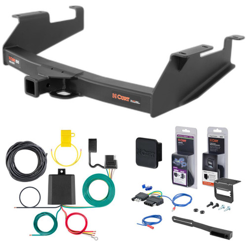 07 - 10 Chevrolet Silverado 3500 HD 8' bed, with 10" step bumper Curt 2" Class 5 Trailer Tow Hitch + 5-Flat Wiring Kit Tow Boat/Utility Trailer with Surge Brakes 15313