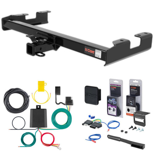 01 - 06 GMC Sierra 2500 HD 6' bed, excluding factory receiver, Tommy Gate lift or cab & chassis Curt 2" Class 3 Trailer Tow Hitch + 5-Flat Wiring Kit Tow Boat/Utility Trailer with Surge Brakes 13108