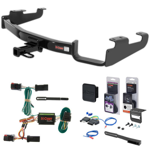 96 - 00 Chrysler Town & Country Excluding Stow 'n Go Curt 1-1/4" Class 2 Trailer Tow Hitch + 5-Flat Wiring Kit Tow Boat/Utility Trailer with Surge Brakes 12362