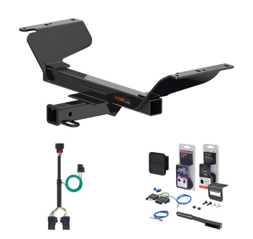 2018 - 2024 GMC Terrain Excluding diesel Curt 2" Class 3 Trailer Tow Hitch + 5-Flat Wiring Kit Tow Boat/Utility Trailer with Surge Brakes 13439