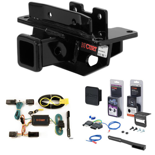04 - 09 Dodge Durango Curt 2" Class 3 Trailer Tow Hitch + 5-Flat Wiring Kit Tow Boat/Utility Trailer with Surge Brakes 13072