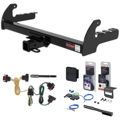 2004 Dodge Dakota Curt 2" Class 3 Trailer Tow Hitch + 5-Flat Wiring Kit Tow Boat/Utility Trailer with Surge Brakes 13280