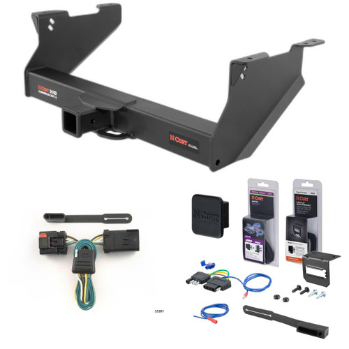 03 - 10 Dodge Ram 2500 With or without factory receiver Curt 2-1/2" Class 5 Trailer Tow Hitch + 5-Flat Wiring Kit Tow Boat/Utility Trailer with Surge Brakes 15809