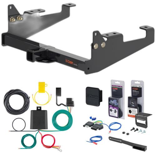 20 - 24 Ford F-350 Super Duty Cab & chassis with 34" frame width (O.D.) Curt 2" Class 4 Trailer Tow Hitch + 5-Flat Wiring Kit Tow Boat/Utility Trailer with Surge Brakes 14018