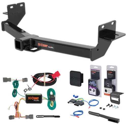 13 - 18 Hyundai Santa Fe Curt 2" Class 3 Trailer Tow Hitch + 5-Flat Wiring Kit Tow Boat/Utility Trailer with Surge Brakes 13153-3