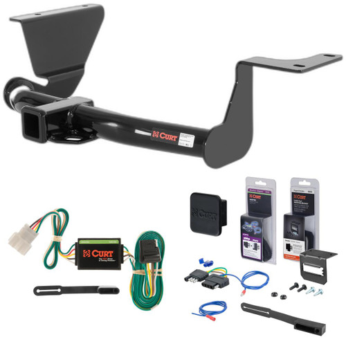07 - 11 Honda CR-V Curt 2" Class 3 Trailer Tow Hitch + 5-Flat Wiring Kit Tow Boat/Utility Trailer with Surge Brakes 13555