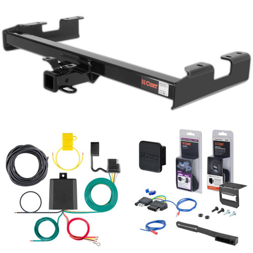 01 - 06 Chevrolet Silverado 2500 HD 6' bed, excluding factory receiver, Tommy Gate lift or cab & chassis Curt 2" Class 4 Trailer Tow Hitch + 5-Flat Wiring Kit Tow Boat/Utility Trailer with Surge Brakes 14108