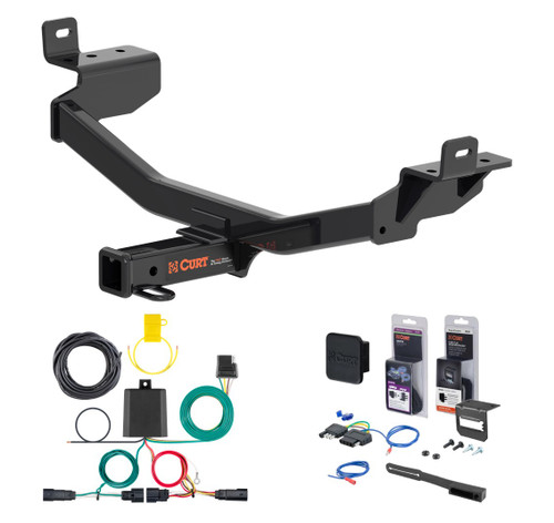 2019 - 2023 Jeep Cherokee Curt 2" Class 3 Trailer Tow Hitch + 5-Flat Wiring Kit Tow Boat/Utility Trailer with Surge Brakes 13395