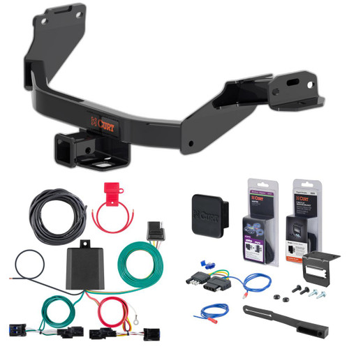 21 - 24 Kia Sorento w/ LED Tailights Curt 2" Class 3 Trailer Tow Hitch + 5-Flat Wiring Kit Tow Boat/Utility Trailer with Surge Brakes 13609