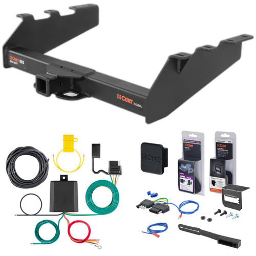 94 - 98 Dodge Ram 3500 With factory bumper Curt 2" Class 5 Trailer Tow Hitch + 5-Flat Wiring Kit Tow Boat/Utility Trailer with Surge Brakes 15318