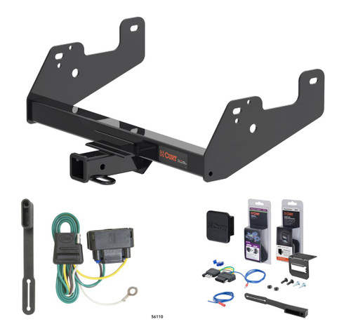 2015 - 2019 Ford F-150 Excluding factory receiver or Police Responder Curt 2" Class 3 Trailer Tow Hitch + 5-Flat Wiring Kit Tow Boat/Utility Trailer with Surge Brakes 13475