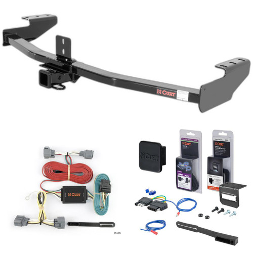 06 - 14 Honda Ridgeline Curt 2" Class 3 Trailer Tow Hitch + 5-Flat Wiring Kit Tow Boat/Utility Trailer with Surge Brakes 13385-1