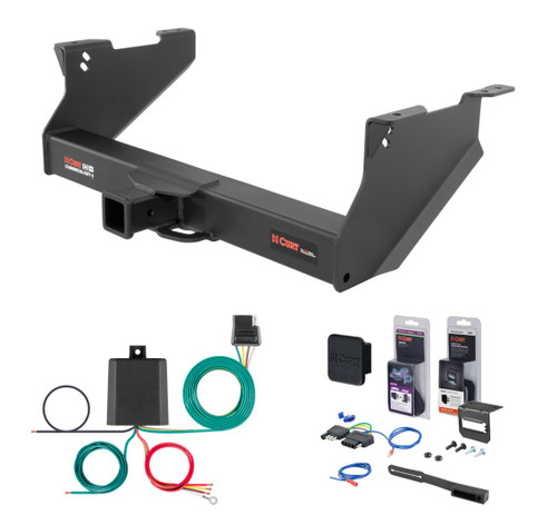 2011 - 2013 RAM 3500 6' bed, with or without factory receiver Curt 2-1/2" Class 5 Trailer Tow Hitch + 5-Flat Wiring Kit Tow Boat/Utility Trailer with Surge Brakes 15809