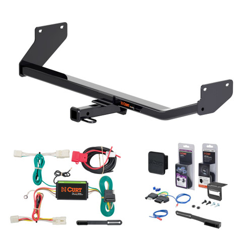 2017 - 2022 Hyundai Ioniq Excluding Electric or Plug-In Curt 1-1/4" Class 1 Trailer Tow Hitch + 5-Flat Wiring Kit Tow Boat/Utility Trailer with Surge Brakes 11486-1