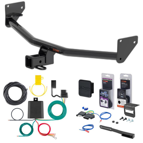 24 - 25 Hyundai Kona Excluding N Line or electric Curt 2" Class 3 Trailer Tow Hitch + 5-Flat Wiring Kit Tow Boat/Utility Trailer with Surge Brakes 13606