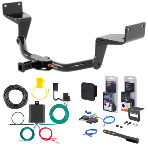 22 - 23 Ford Mustang Coupe, excluding Mach-1, Shelby, active exhaust, or quad exhaust tips Curt 1-1/4" Class 1 Trailer Tow Hitch + 5-Flat Wiring Kit Tow Boat/Utility Trailer with Surge Brakes 11405