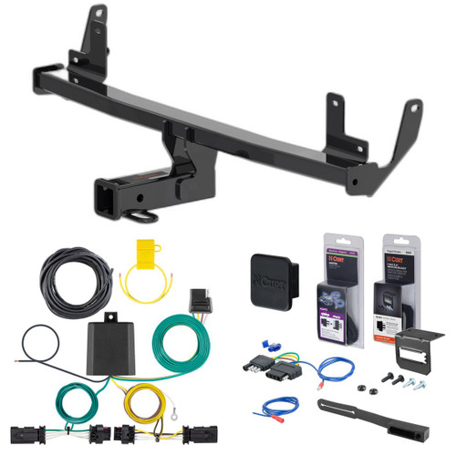 23 - 25 Dodge Hornet Curt 2" Class 3 Trailer Tow Hitch + 5-Flat Wiring Kit Tow Boat/Utility Trailer with Surge Brakes 13553
