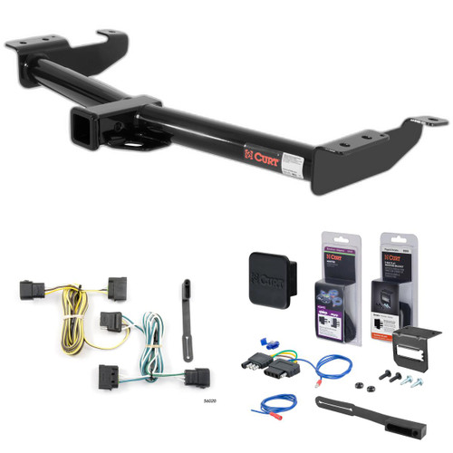 00 - 14 Ford E-150 Curt 2" Class 3 Trailer Tow Hitch + 5-Flat Wiring Kit Tow Boat/Utility Trailer with Surge Brakes 13055