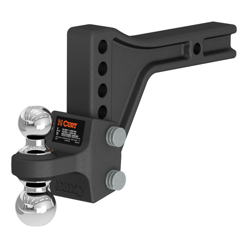 CURT Adjustable Trailer Hitch Ball Mount with Dual Ball, 2" Shank, 15K Trailer Hitch Ball Mount