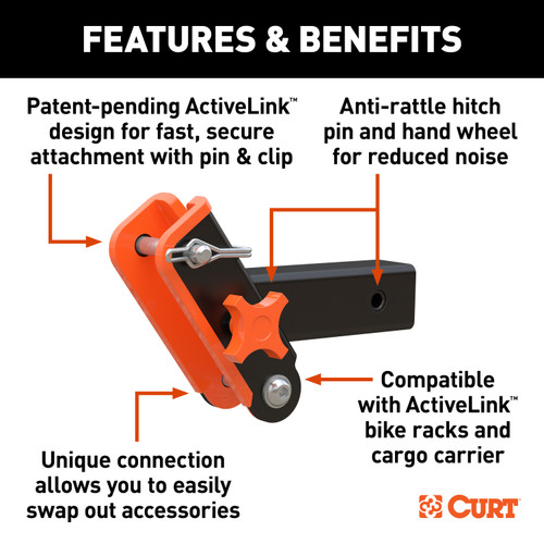 CURT ActiveLink 2" Receiver Shank Trailer Hitch Ball Mount