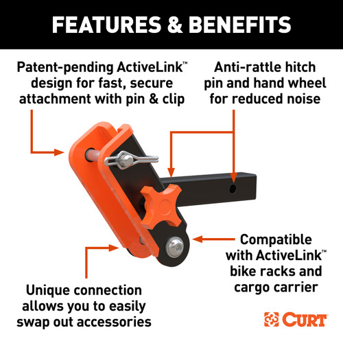 CURT ActiveLink 1-1/4" Receiver Shank Trailer Hitch Ball Mount