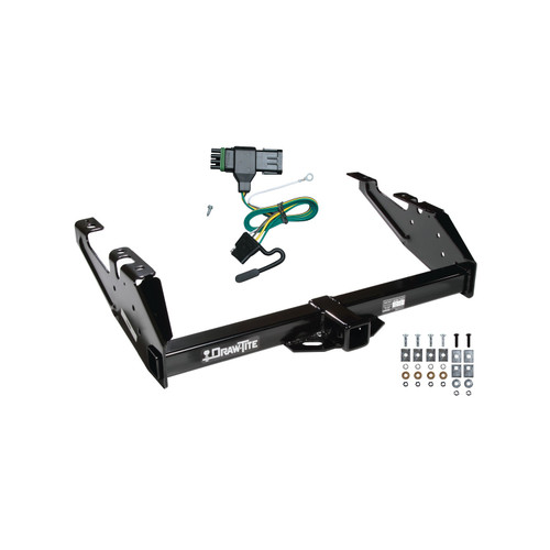 1988-2000 GMC C2500 Draw-tite Class 3 Trailer Hitch, 2 Inch Square Receiver Bundle w/ Plug-n-Play T-One Wiring Harness 75033