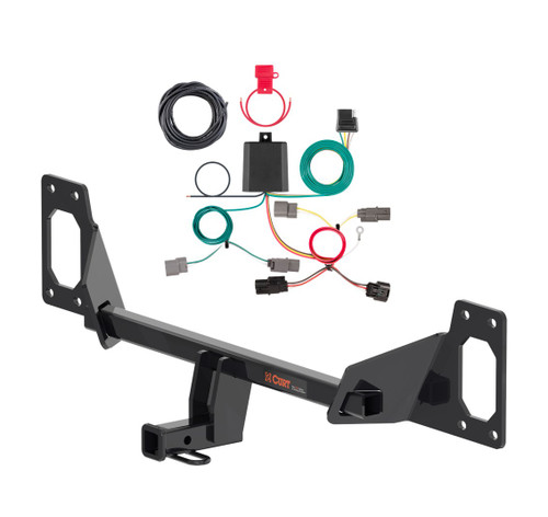 2022 - 2024 Honda Civic Sedan, excluding center exhaust Curt 1-1/4", Class 1 Trailer Tow Hitch + 4-flat Wiring Kit 11591