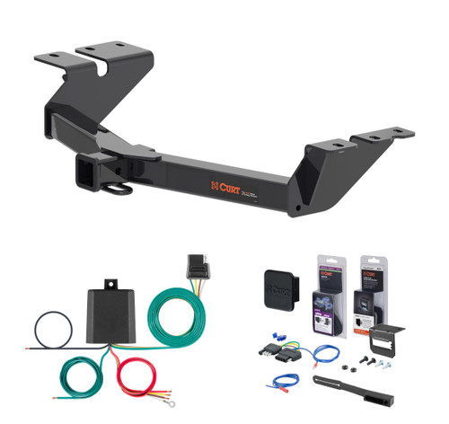 2022 - 2026 Ford Maverick Excluding factory receiver, Excluding LED Taillight Accent Curt 2" Class 3 Trailer Tow Hitch + 5-Flat Wiring Kit Tow Boat/Utility Trailer with Surge Brakes 13504