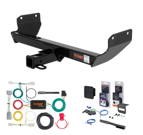 2014 - 2021 Jeep Grand Cherokee Excluding SRT, SRT8, Trackhawk or diesel Curt 2" Class 3 Trailer Tow Hitch + 5-Flat Wiring Kit Tow Boat/Utility Trailer with Surge Brakes 13065