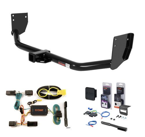 2008 - 2009 Dodge Durango Excluding SRT Curt 2" Class 3 Trailer Tow Hitch + 5-Flat Wiring Kit Tow Boat/Utility Trailer with Surge Brakes 13296