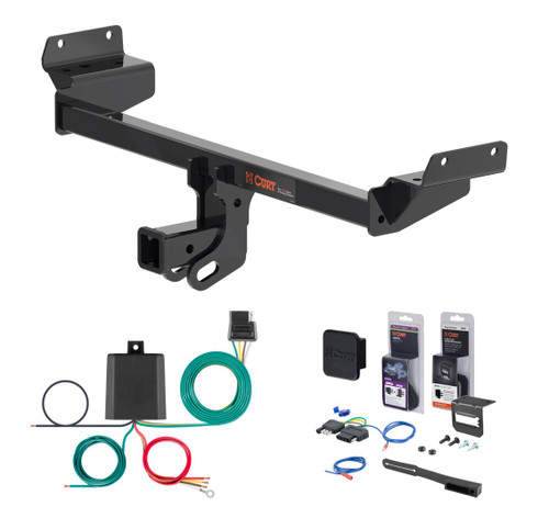 2015 - 2018 Ford Edge Curt 2" Class 3 Trailer Tow Hitch + 5-Flat Wiring Kit Tow Boat/Utility Trailer with Surge Brakes 13452