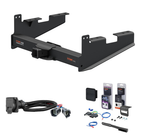 2020 - 2026 Ford F-350 Super Duty Excluding cab & chassis Curt 2-1/2" Class 5 Trailer Tow Hitch + 5-Flat Wiring Kit Tow Boat/Utility Trailer with Surge Brakes 15802