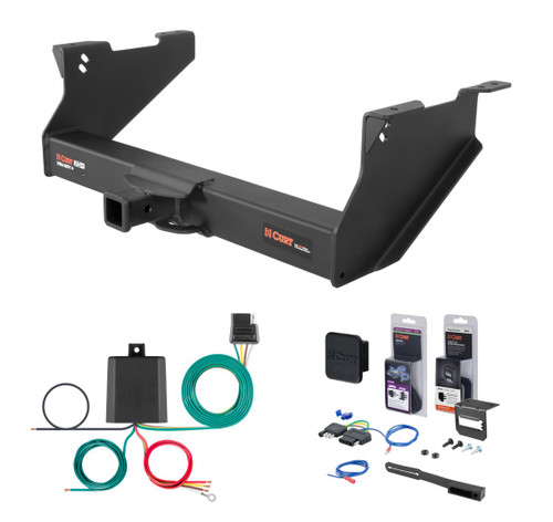 2011 - 2013 RAM 1500 Classic With or without factory receiver Curt 2" Class 5 Trailer Tow Hitch + 5-Flat Wiring Kit Tow Boat/Utility Trailer with Surge Brakes 15409