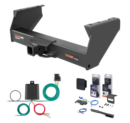 2011 - 2026 RAM 1500 Classic Cab & chassis Curt 2" Class 5 Trailer Tow Hitch + 5-Flat Wiring Kit Tow Boat/Utility Trailer with Surge Brakes 15400