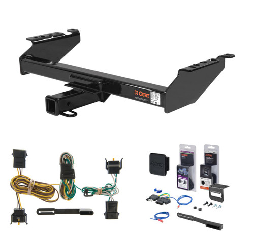 1997 Ford F-250 Old body, excluding 10" drop bumper and 1973 - 1979 crew cab Curt 2" Class 4 Trailer Tow Hitch + 5-Flat Wiring Kit Tow Boat/Utility Trailer with Surge Brakes 14001-2