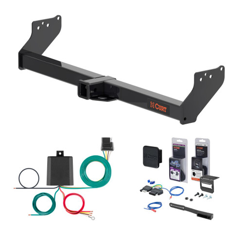 2024 - 2026 Toyota Tacoma Excluding factory receiver Curt 2" Class 3 Trailer Tow Hitch + 5-Flat Wiring Kit Tow Boat/Utility Trailer with Surge Brakes 13638