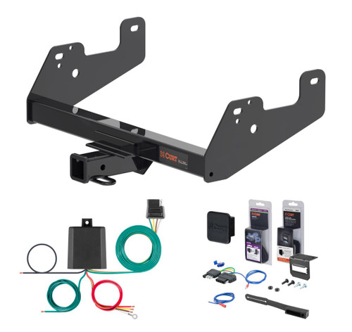 2024 - 2026 Ford F-150 Excluding factory receiver or Police Responder Curt 2" Class 3 Trailer Tow Hitch + 5-Flat Wiring Kit Tow Boat/Utility Trailer with Surge Brakes 13475