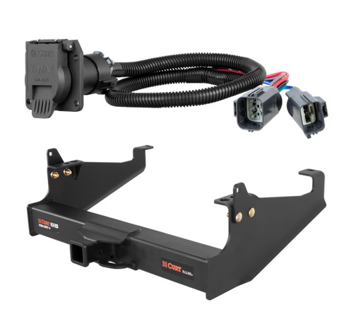 2020 - 2026 Ford F-550 Super Duty Cab & chassis with 34" frame width (O.D.) Curt 2", Class 5 Trailer Tow Hitch + 7-way Wiring Kit 15445