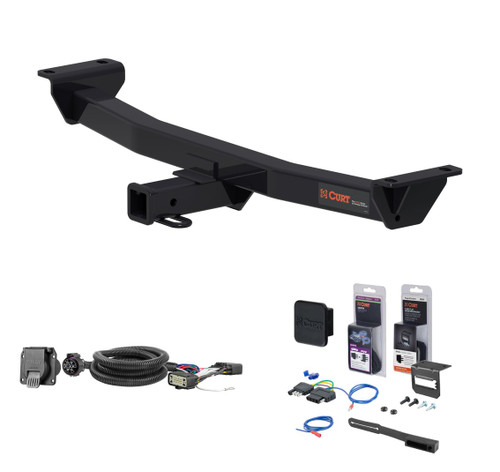 2019 - 2023 Ford Ranger Curt 2" Class 3 Trailer Tow Hitch + 5-Flat Wiring Kit Tow Boat/Utility Trailer with Surge Brakes 13417