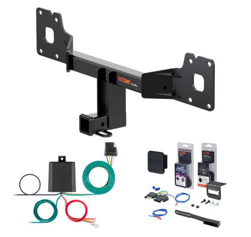 2017 - 2026 Jaguar F-Pace Curt 2" Class 3 Trailer Tow Hitch + 5-Flat Wiring Kit Tow Boat/Utility Trailer with Surge Brakes 13291