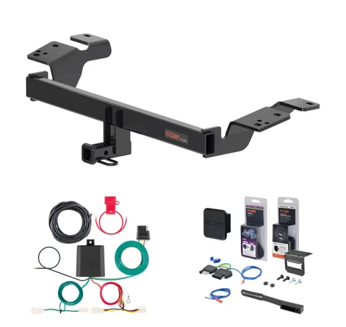 2019 - 2021 Lexus ES300h Curt 1-1/4" Class 1 Trailer Tow Hitch + 5-Flat Wiring Kit Tow Boat/Utility Trailer with Surge Brakes 11576