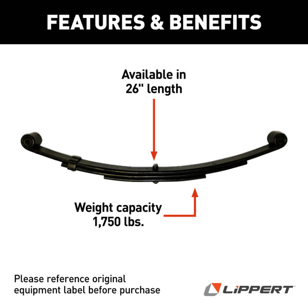 Lippert Replacement Double-Eye Trailer Leaf Spring - 26", 1,750-lb. Weight Capacity 124903L