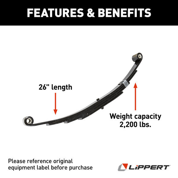 Lippert Replacement Trailer Leaf Spring - 26", 2,200-lb. Weight Capacity 129745